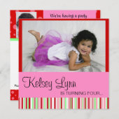 イチゴレッドピンク招待状 招待状 (正面/裏面)