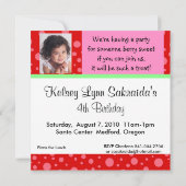 イチゴレッドピンク招待状 招待状 (裏面)