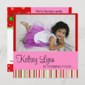 イチゴレッドピンク招待状 招待状 (正面/裏面)