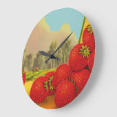 イチゴヴィンテージクレートアートキッチンクロック ラージ壁時計 (傾斜)