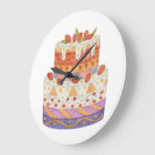イチゴ二段ケーキ ラージ壁時計 (傾斜)