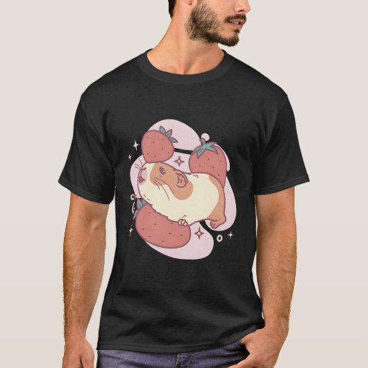 イチゴ付きハンスター漫画 Tシャツ (正面)