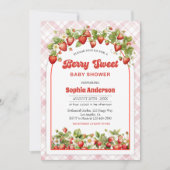 イチゴ付きベリースイートベビーシャワーテーマ 招待状 (正面)