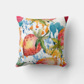 イチゴ健康食品。水彩の背景が悪い クッション (裏面)