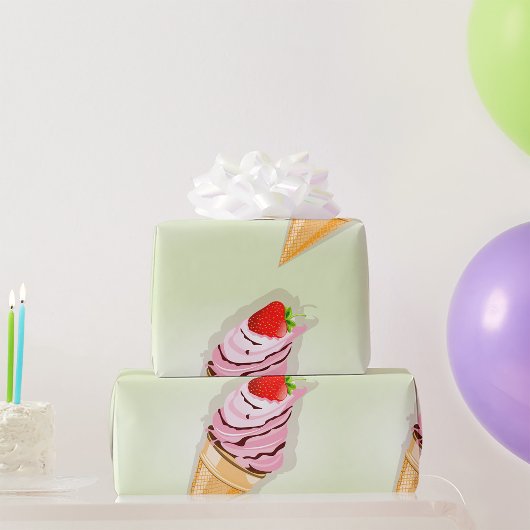 イチゴ入りアイスクリーム ラッピングペーパー