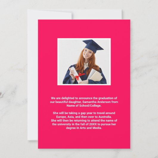 イチゴ卒業生2写真卒業 案内状 (裏面)