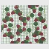 イチゴ及びギンガムラッピング紙 ラッピングペーパー (フラット)