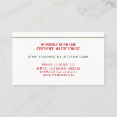 イチゴ及びライム果実のスライス栄養士 名刺 (裏面)