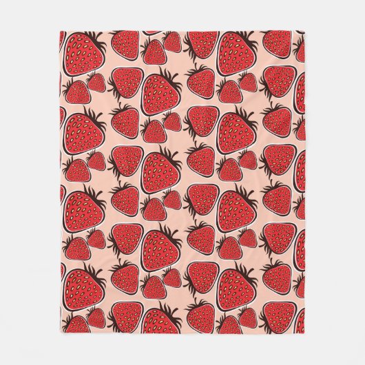 イチゴ喜び：ヴィンテージパターンチャーム。 フリースブランケット (正面)