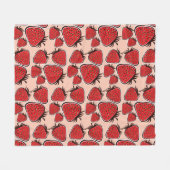 イチゴ喜び：ヴィンテージパターンチャーム。 フリースブランケット (正面(横))