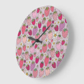 イチゴ夏シームレスパターン ラージ壁時計 (傾斜)