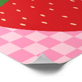イチゴ市松模様にレトロフルーツピンクと赤 ポスター (角)