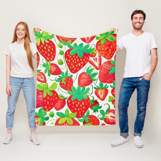 イチゴ旋回パターン フリースブランケット (インサイチュ)
