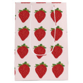 イチゴ果実かわいい夏のイチゴ ミディアムペーパーバッグ (裏面)