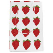 イチゴ果実かわいい夏のイチゴ ミディアムペーパーバッグ (正面)
