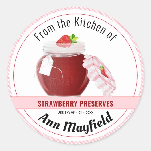 イチゴ果実缶詰 | Jam Jarラベル ラウンドシール (正面)