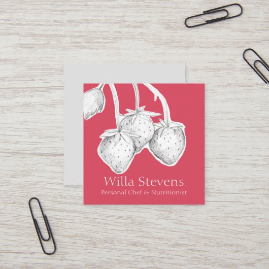 イチゴ果実自家製ジャムゼリー保存食品 スクエア名刺 (正面/裏面インサイチュ)