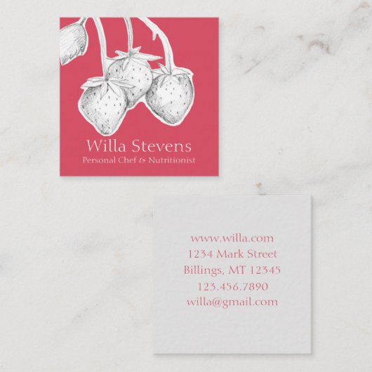 イチゴ果実自家製ジャムゼリー保存食品 スクエア名刺 (正面/裏面)