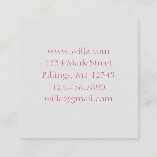 イチゴ果実自家製ジャムゼリー保存食品 スクエア名刺 (裏面)