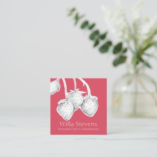 イチゴ果実自家製ジャムゼリー保存食品 スクエア名刺 (スタンド正面)