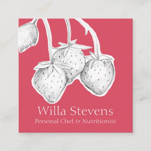 イチゴ果実自家製ジャムゼリー保存食品 スクエア名刺 (正面)