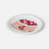 イチゴ果実菓子とデイジー花 ペーパープレート (アングル)