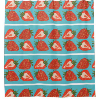 イチゴ果実：シームレスな繰り返しパターン。 シャワーカーテン