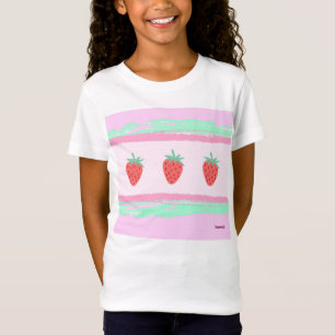 イチゴ柄がかわいい ピンク♡ガールズ Tシャツ