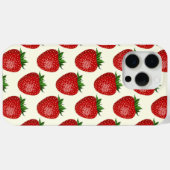 イチゴ柄、赤いイチゴ、フルーツ、葉 Case-Mate iPhoneケース (裏面 (横))