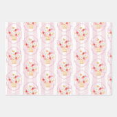 イチゴ栽培ピンクの赤お洒落ちゃんシャワー ラッピングペーパーシート (正面)