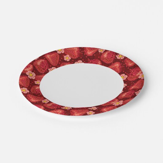 イチゴ模様2 2 ペーパープレート (アングル)