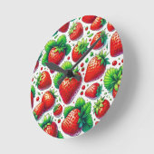イチゴ模様 ラウンド壁時計 (傾斜)