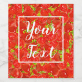 イチゴ模様 ワインラベル (シングルラベル)