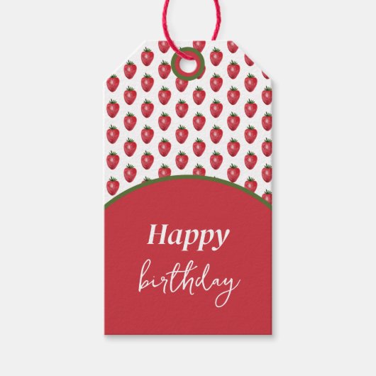 イチゴ水のカラーハンドオ絵を描ン赤面 ギフトタグ (正面)