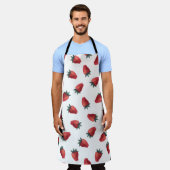 イチゴ水彩:シームレよくはしゃぐームパターン エプロン (着用した状態)