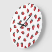 イチゴ水彩：シームレよくはしゃぐームパターン ラージ壁時計 (傾斜)