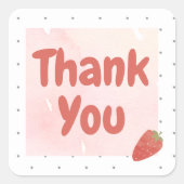 イチゴ水玉模様ありがとう スクエアシール (正面)