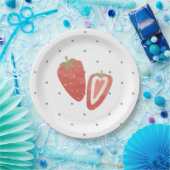 イチゴ水玉模様 ペーパープレート (パーティー)