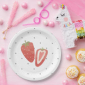イチゴ水玉模様 ペーパープレート (パーティー)