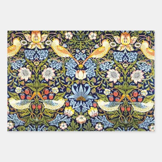 イチゴ泥棒のウィリアム・モリス ラッピングペーパーシート (正面)