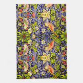 イチゴ泥棒の鳥ウイリアム・モリス キッチンタオル (縦)