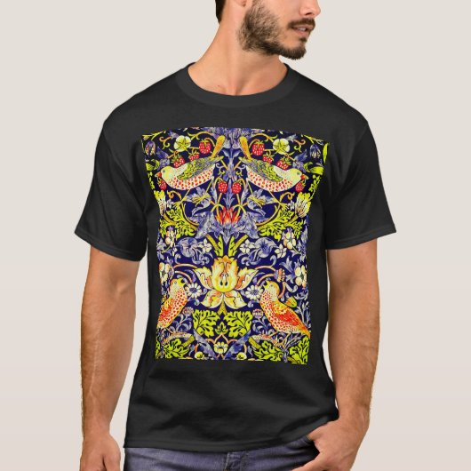 イチゴ泥棒の鳥ウイリアム・モリス Tシャツ (正面)
