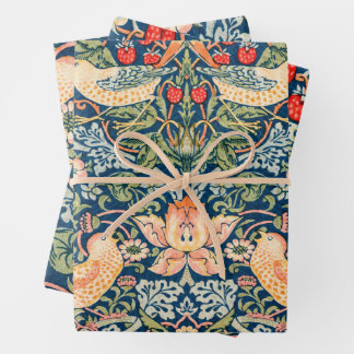 イチゴ泥棒ギフトラップフラットシートセット3 ラッピングペーパーシート