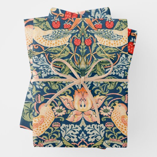 イチゴ泥棒ギフトラップフラットシートセット3 ラッピングペーパーシート (インサイチュ)