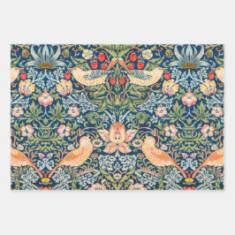 イチゴ泥棒ギフトラップフラットシートセット3 ラッピングペーパーシート