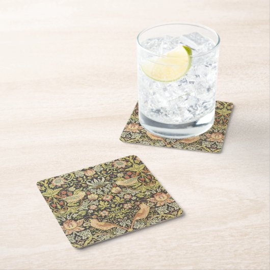 イチゴ泥棒ビンテージ結婚式セット スクエアペーパーコースター (インサイチュ)