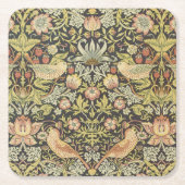 イチゴ泥棒ビンテージ結婚式セット スクエアペーパーコースター (正面)