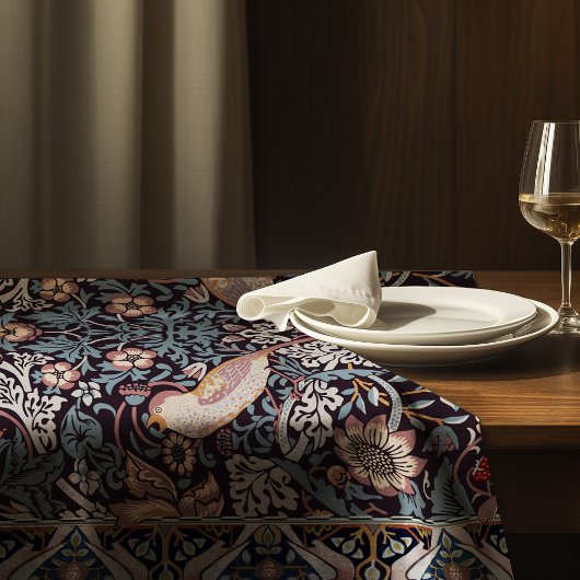 イチゴ泥棒ブルーウィリアムモリス模様 テーブルクロス