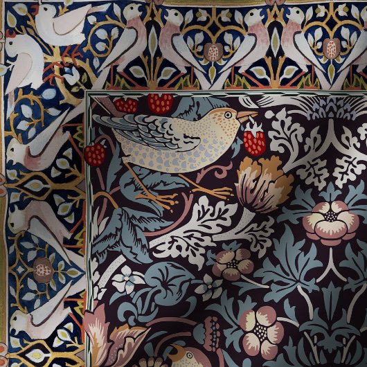 イチゴ泥棒ブルーウィリアムモリス模様 テーブルクロス