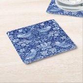 イチゴ泥棒ブルーモノトーンの、ウィリアム・モリス スクエアペーパーコースター (アングル)